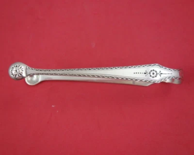 Pinza de azúcar victoriana inglesa de plata de ley por WC. mango grabado de lujo 5 1/4" Foto 1 de 2