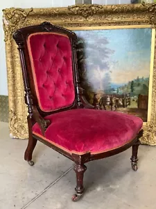 Victorian Mahogany Framed Button Back Chair - Picture 1 of 6