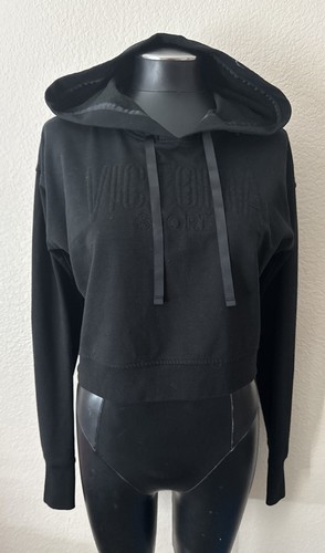 UNDERCOVER Felpa con cappuccio Victoria's Secret Sport nera logo crop pullover taglia small