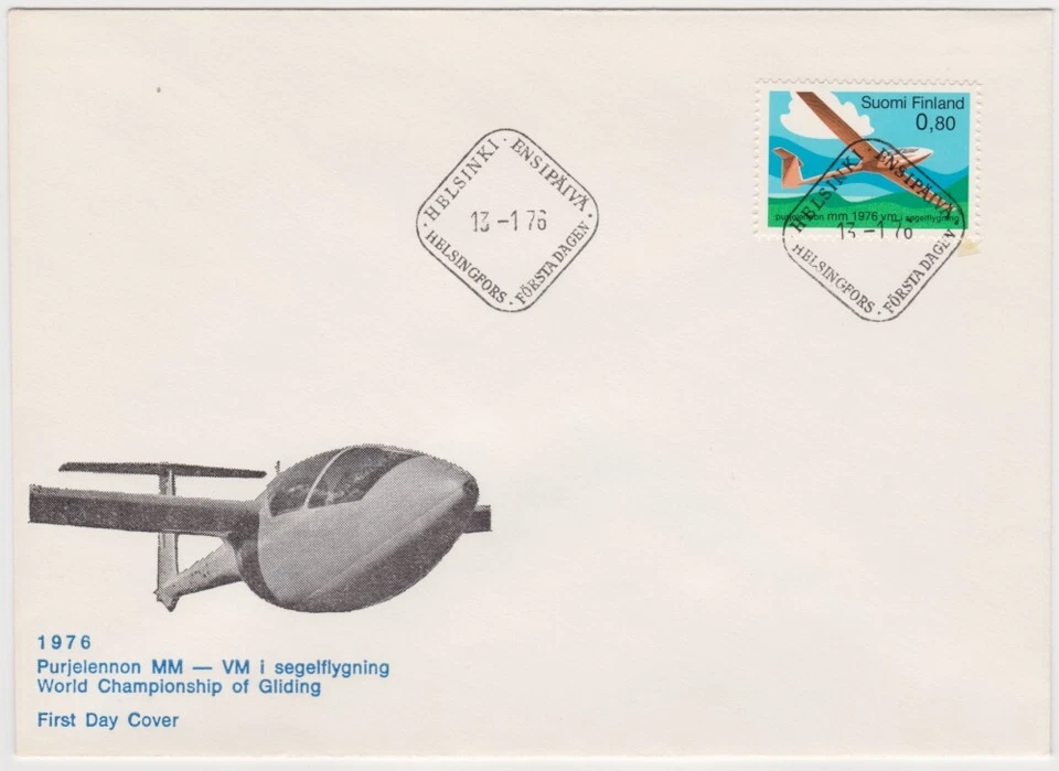 Finland FDC 1976, 15th World Championship Gliding, Mint - Image 1 of 1