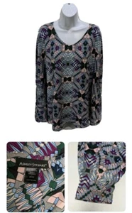 Blusa Ashley Stewart Estampado Manga Larga Mujer 22 24 Pullover Negocios Cuello en V - Imagen 1 de 3