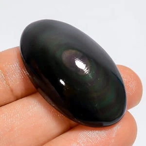 53.00 Cts Natural Oval Rainbow Eye Obsidian Cabochon Earrings Making 36X20X10 mm - Picture 1 of 5
