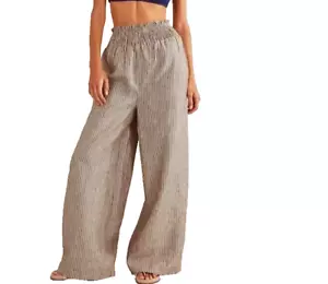 Boden Pants size 4 Linen Wide Leg High Rise Trouser Long Palazzo Shirred Waist - Picture 1 of 15