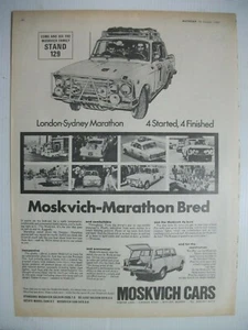 1969 MOSKVICH MARATHON BRED BRITISH MAGAZINE FULLPAGE ADVERTISEMENT - Picture 1 of 1