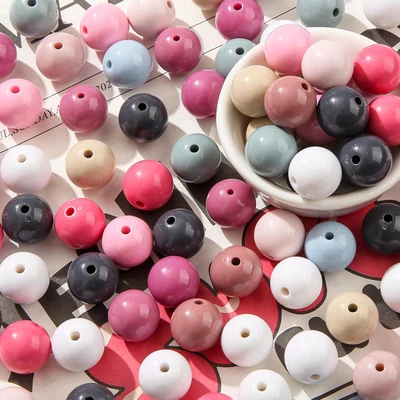 Cuentas de acrílico de 16 mm 100 piezas cuentas redondas de color rosa y gris cuentas facetadas hágalo usted mismo cuentas H Foto 1 de 4