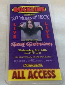 Ozzy Osbourne Rockline 20 Jahre Live-Übertragung Laminat Backstage Pass - Bild 1 von 2