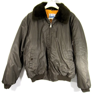 SEARS VTG Work Leisure Faux Fur Collar Bomber XL Jacket Coat JAPAN Brown Quilted - Image 1 of 4