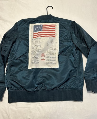 Giacca Bomber Supreme Reversibile Tg Bandiera Americana Tutte le Lingue