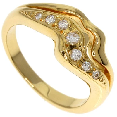 Anillo de diamantes MIKIMOTO K18 oro amarillo damas [usado] Foto 1 de 4