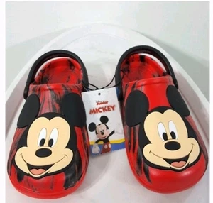 Disney Kleinkind Kinder Clogs Mickey Mouse rot Unisex Gr. 7/8 hinten drehbarer Riemen NEU - Bild 1 von 7