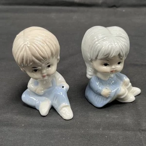Pair Of Vintage Porcelain Handmade Figures Boy & Girl - Picture 1 of 7
