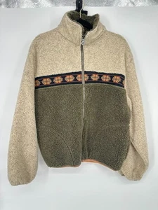 Vintage 90s Southwestern Aztec Fleece Zip Jacket Canyon Guide Mens M USA Made - Picture 1 of 9