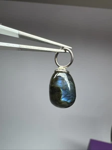925 Labradorite Egg Shaped Pendant Charm (s11) - Picture 1 of 6