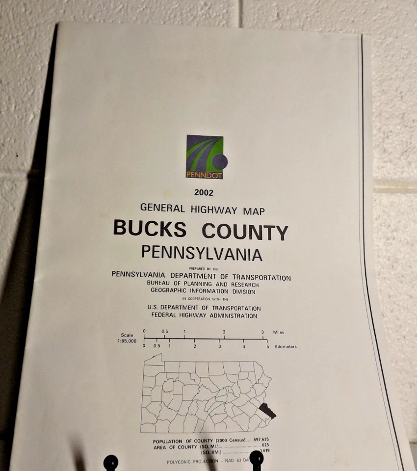 Bucks County, PA  - 2002- General Highway Map - PENNDOT - Image 1 of 2