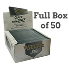 Full Box of 50 Silver Rizla Kingsize Slim Super Thin Cigarette Papers