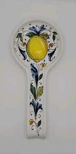 Nova Deruta Spoon Rest LEMON Italy Ceramic Handpainted Blue Green Yellow - Picture 1 of 12
