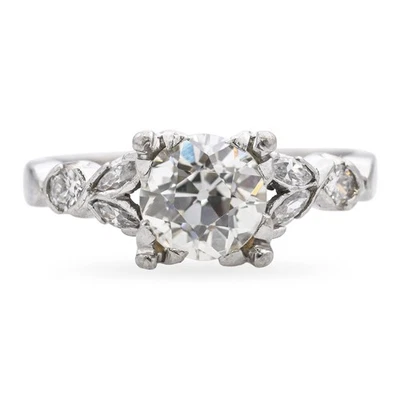 Vintage Platinum 1.35tcw Old European Cut Diamond Engagement Ring - Image 1 of 4