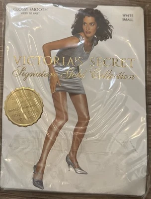 Victorias Secret Signature Gold Collection Glossy Smooth Pantyhose Small White - Image 1 of 4