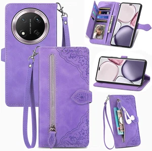 Cover per Honor Magic 7 Lite 5G, Custodia a Libro in Pelle PU Flip Case Con Port - Afbeelding 1 van 12
