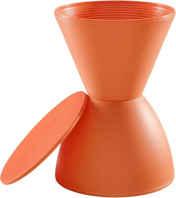 Haste Contemporary Modern Hourglass Accent Stool in Orange - Image 1 of 4
