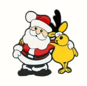 Christmas Enamel Pin - Santa Hugging Reindeer - Free Au Post - AU Stock - Picture 1 of 2