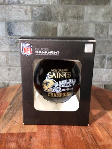 NEW ORLEANS SAINTS SUPER BOWL XLIV CHAMPIONS glass ball CHRISTMAS ORNAMENT NIB Cover