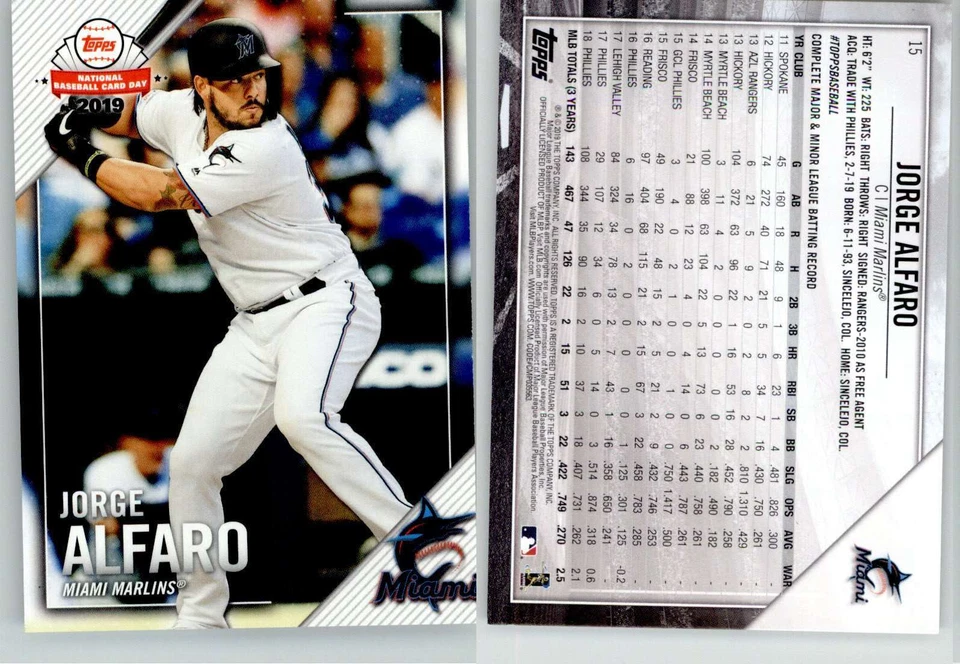 Jorge Alfaro 2019 Topps National Baseball Card Day #15 Marlins Red Sox - Image 1 of 1