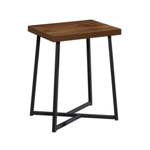 SAUDER End/Side Table 23" Particle Board Top/Geometric Metal Base Grand Walnut - Picture 1 of 7