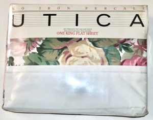 UTICA Stevens Field of Roses vintage king flat sheet - Picture 1 of 4