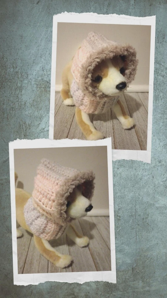Chapéu capuz de crochê feito à mão para cachorro animal de estimação snood pequeno raça média berço para gatos rosa - Imagem 1 de 4