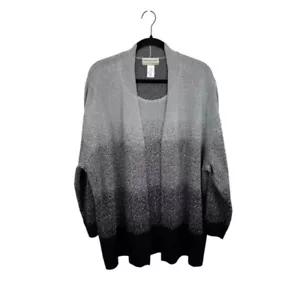 Maglione da donna Alfred Dunner attaccato serbatoio argento nero ombra 3X poliestere a raggi - Foto 1 di 11
