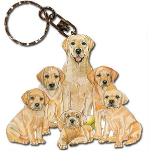 Yellow Labrador Keychain Wooden - Picture 1 of 1