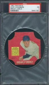 1951 Fischer's Bread Labels Cliff Chambers PSA 1 Pittsburgh Pirates - Picture 1 of 1