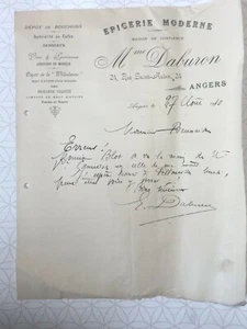 Ancienne Facture Epicerie Moderne Daburon Angers Maine et Loire 1910 - Picture 1 of 1