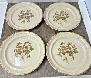 INTERNATIONAL ENDURA LA FRAISE STONEWARE (4) 10.5" Dinner Plates Strawberries - Picture 1 of 5