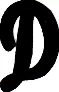 LETTERS - Black Script 2" Letter "D" - Iron On Embroidered Applique - Picture 1 of 2