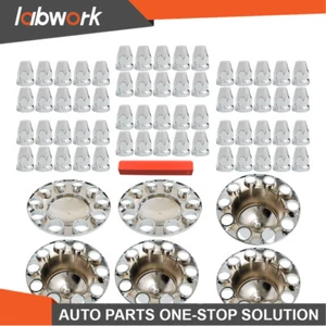Labwork Semi Truck Hub Cover Wheel Axle Cover Center Caps W/ 33mm Lug Nut Covers - Picture 1 of 12