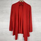 Talbots Linen Viscose Blend Open Front Long Sleeve Cardigan Sweater Size XL Red