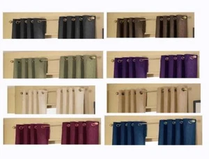1-PC NEW VALANCE GROMMET SOLID MICRO SUEDE WINDOW BLACK BROWN BEIGE SAGE NAVY - Picture 1 of 11