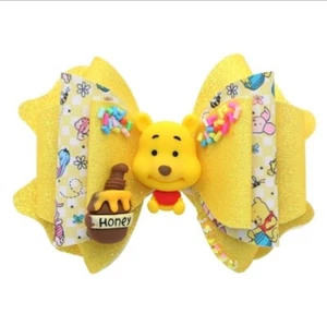Pre-cut faux leather hair bow kits 4 inch PREMIUM DIY KIT Pooh Honey - Picture 1 of 4
