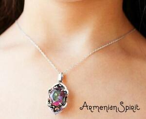 Armenian Spirit Sterling Silver pendant Natural alexandrite purple gemstone 