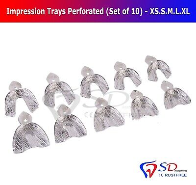 Complete Set Rim Lock Metallic Impression Trays Dental Surgical Instruments Labs • 17.09£