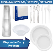 Disposable Party Products Plastic Plates White Napkins Plastic Cutlery Reusable