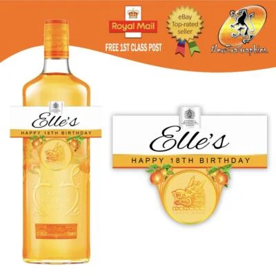 PERSONALISED ORANGE GIN BOTTLE LABEL BIRTHDAY ANY OCCASION GIFT - Image 1 of 4