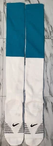 MIAMI DOLPHINS TEAM ISSUED NIKE ON FIELD AQUA/WHITE NFL SOCKS NEW XL - Picture 1 of 5