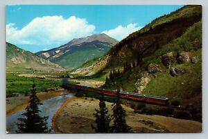 Postcard CO Silverton Narrow Gauge Train Crossing Animas River Durango #1