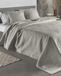 Impresionante colcha tejida diseño Jacquard en topo 180 cm x 270 cm hecha en Portugal - Imagen 1 de 2