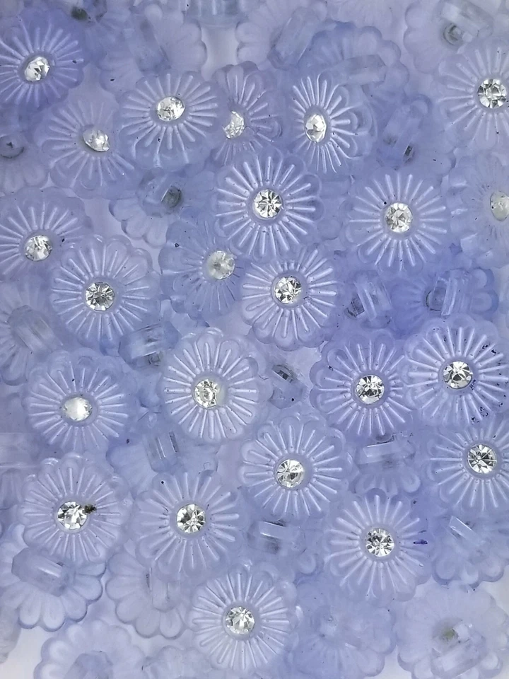 SIZE 18L - 7/16", FLOWER SHANK BUTTON, BLUE, 1 GROSS, SHINY FINISH - Image 1 of 1