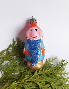 Christmas Glass Ornament Gnome Christmas tree Decoration New Year USSR Vintage