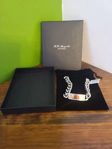 NWT R. H. Macy & Co. Fine Men's All Metal Diamond Accent Stainless ID Bracelet  - Picture 1 of 12